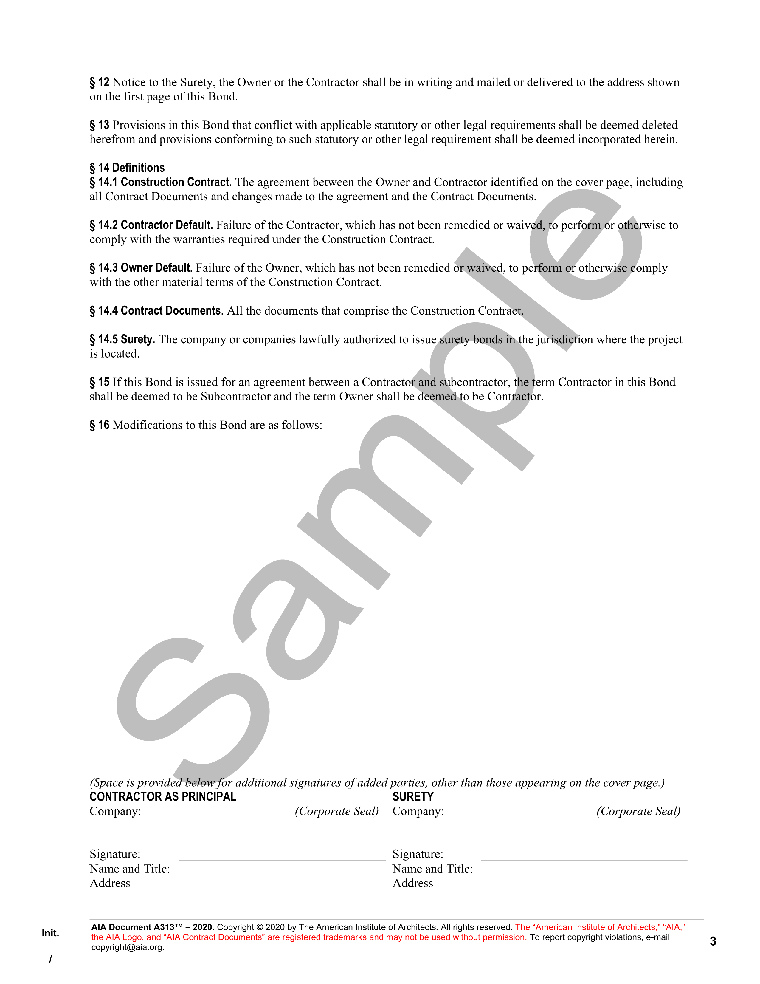 AIA A313 Warranty Bond