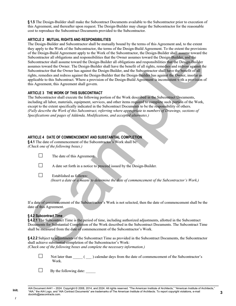 A441-2024 Standard Form of Agreement Between Design-Builder and ...