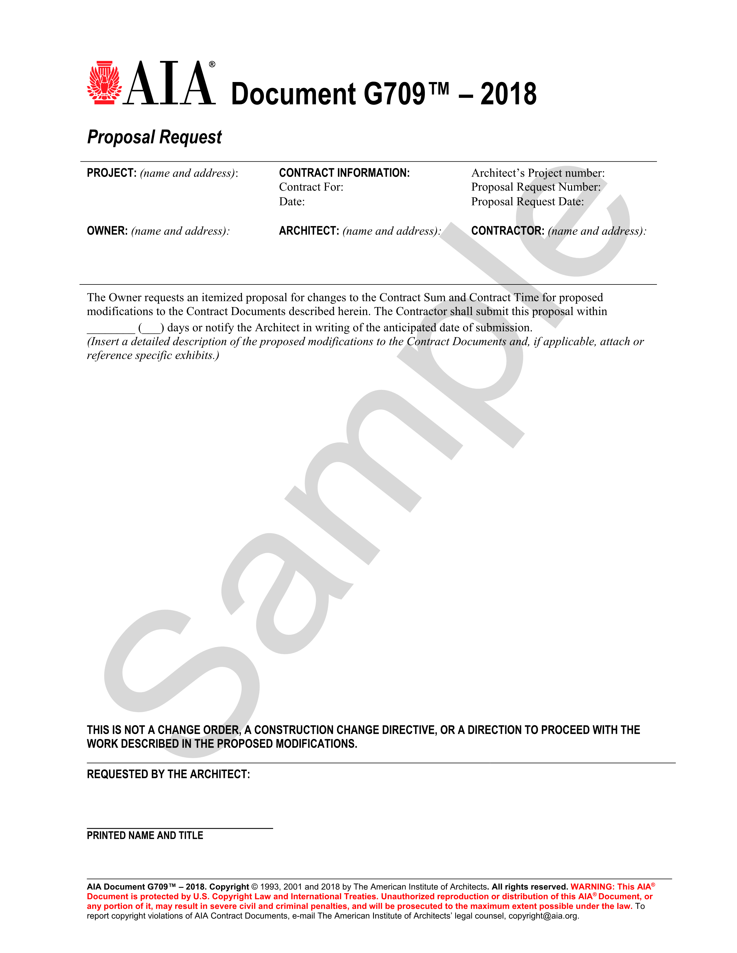 G709 2018 proposal request