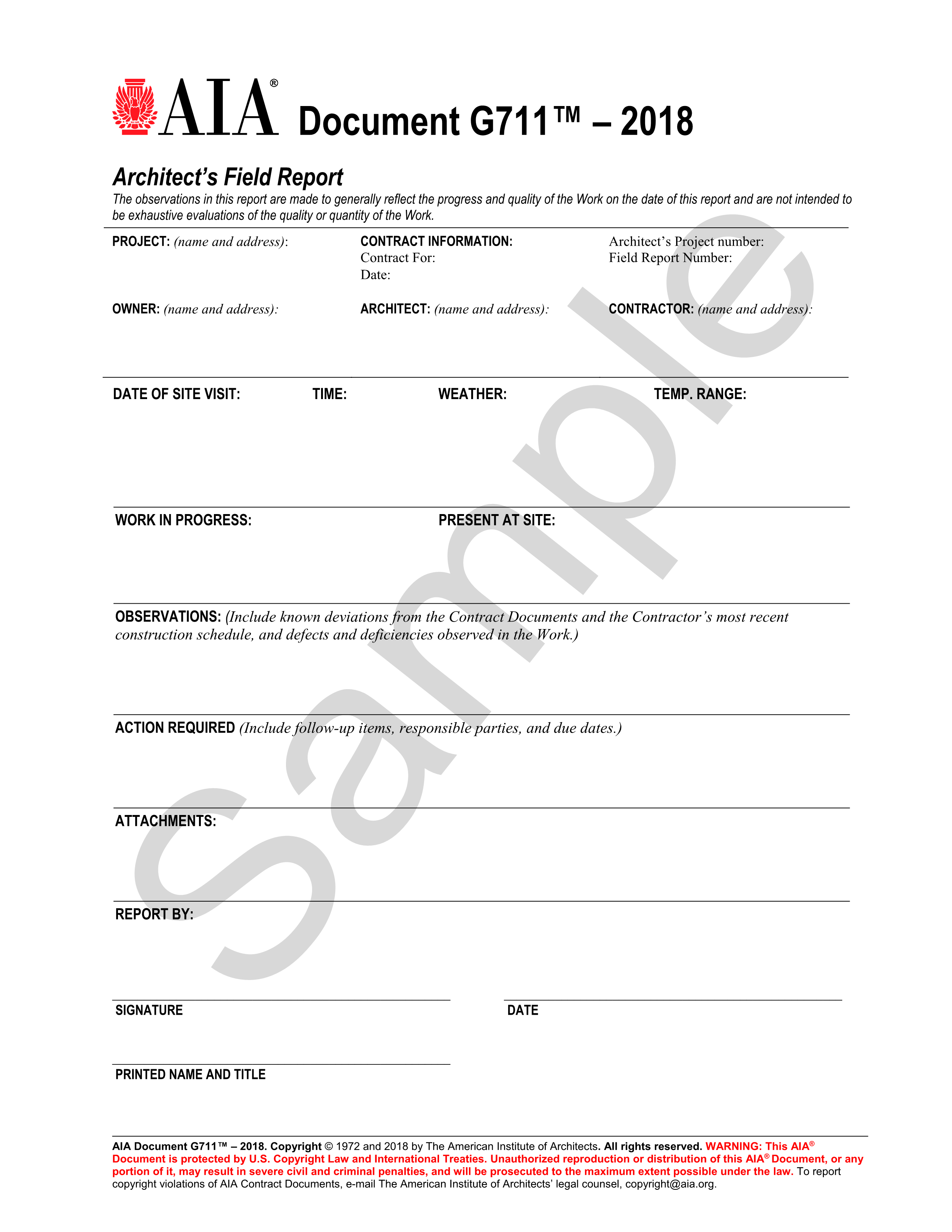 G711 2018 architect s field report