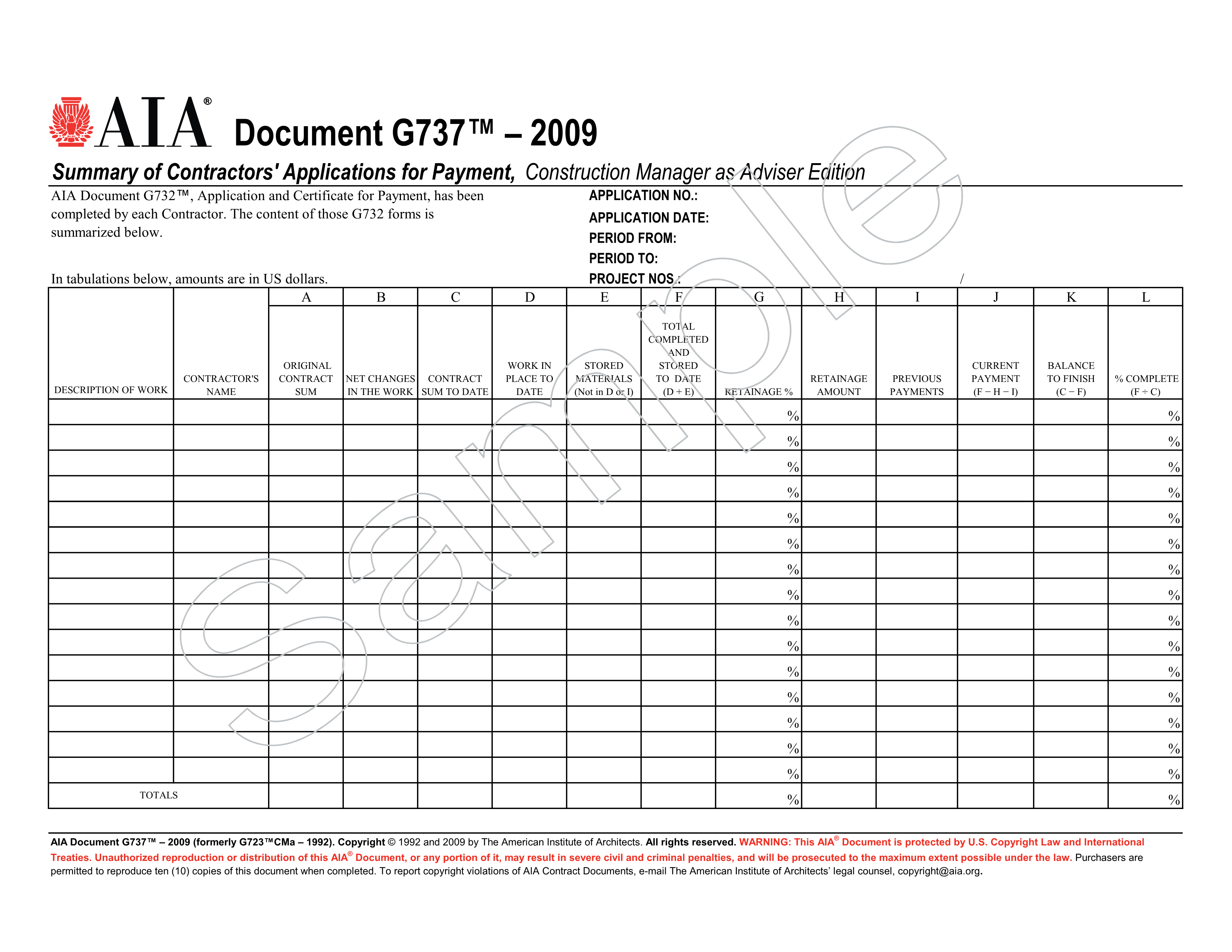 G737- 2009 Summary of Applications for Payment-CMa edition